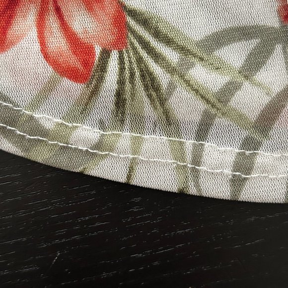 Siren Lily Maternity‎ Blouse Top Off Shoulder Floral Sheer Ruffled Neckline Sz M - Picture 8 of 15